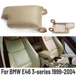 Center Console Lid Armrest Arm Rest Cover Beige Leather For BMW E46 1999-2004 - Picture 1 of 11
