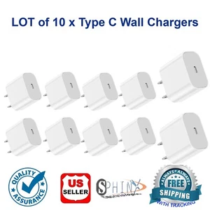 Lot 10 x USB Type C PD 20W Power Adapter Wall Charger For iPhone iPad Android - Picture 1 of 3