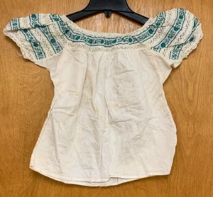 Vintage LAB-MEX Cotton Lace Trim Spanish Mexican Blouse Children's? *Flaws - Picture 1 of 8