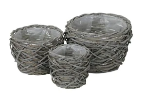 Korb rund 3erSet grau gewischt Pflanzkorb Ø15+20+25cm Übertopf Pflanztopf Schale - Bild 1 von 3