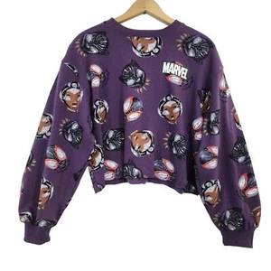 Womens Black Panther Sweatshirt Pullover Long Sleeve Purple Graphic M - Marvel - Picture 1 of 10