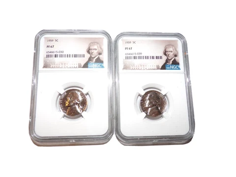 Lot of 2 - 1959 5C JEFFERSON NICKELS NGC CERTIFIED PF 67 PROOF Cover