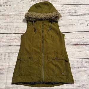 Volcom Stone Winter Vest w/ Faux Fur Hood Green Women's Size Small - Picture 1 of 13