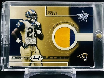 2000 Leaf Rookies & Stars Dress 4 Success/300 Marshall Faulk Salón de la fama ¡juego usado! Foto 1 de 4