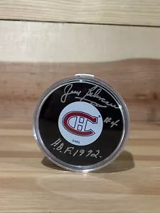 Jean Beliveau #4 Autographed Montreal Canadiens Puck With COA Inscribed HOF 1972 - Picture 1 of 3