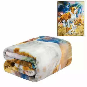 Signature Collection Pit Bull Terrier Dog Puppies Soft Throw Blanket Queen - Picture 1 of 4
