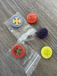 Authentic Tory Burch Logo Set of 5 Red Blue Green Purple Lot Replacement Buttons - Picture 1 of 9