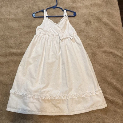 Vestido para niña Penelope Mack talla 6 blanco, cintura imperio, correas de espagueti, forrado Foto 1 de 4