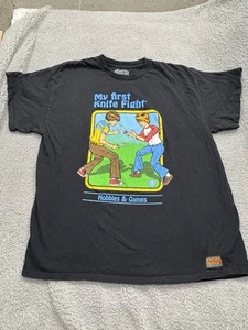 Steven Rhodes Shirt XL Mens My First Knife Fight Short Sleeve Black Graphic Tee - Picture 1 of 8
