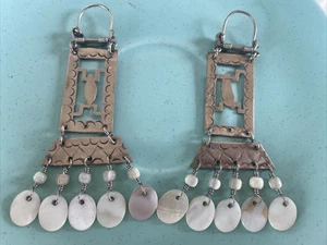 Pendientes colgantes modernistas vintage de ley de 3,25"" - Imagen 1 de 4