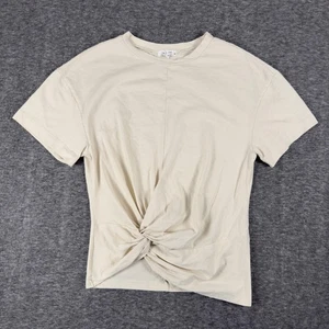 Rag & Bone Shirt Womens Medium Beige Twist Front Knot Tee Cotton Top Casual - Picture 1 of 9
