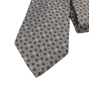 Corbata de seda Club Room para hombre 62,5” verde azul tejido geométrico retro años 80 90 ancho nueva - Imagen 1 de 3