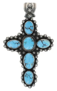 Natural Golden Hills Turquoise Cross Pendant - Picture 1 of 3