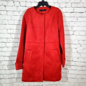 Zara roter Wildlederimitat Auto Mantel Gr. XL Neu mit Etikett atemberaubend Weihnachten schick edel  - Bild 1 von 15