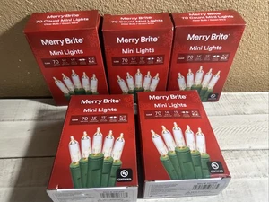 5 Boxes 70 Mini Lights Merry Brite Christmas Tree Clear Bulbs Green Wire 280 ct - Picture 1 of 6