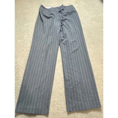 Pantalones de vestir Larry Levine elásticos a rayas gris pierna ancha carrera talla 8 Foto 1 de 4