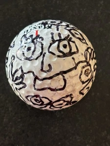 James RIZZI: Golfball „FACES“, handbemalt & handsigniert, Unikat - Bild 1 von 7