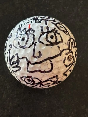 James RIZZI: Golfball „FACES“, handbemalt & handsigniert, Unikat - Bild 1 von 4