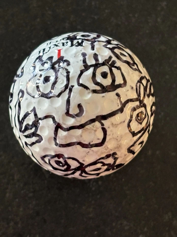 James RIZZI: Golfball „FACES“, handbemalt & handsigniert, Unikat - Bild 1 von 4