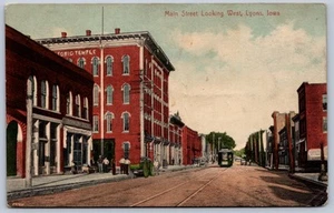 K26/ Lyons Iowa Postcard c1910 Main Street Stores Trolley 244 - Picture 1 of 4