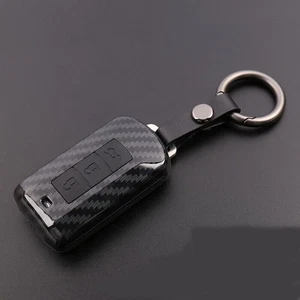 Carbon Fiber Shell+Silicone Cover Remote Key Holder Fob Case For Mitsubishi B - Picture 1 of 12
