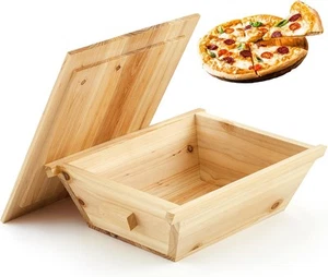 Juexica Tradition Wooden Pizza Dough Proofing Box with Lid Handle 16 x brown - Picture 1 of 7