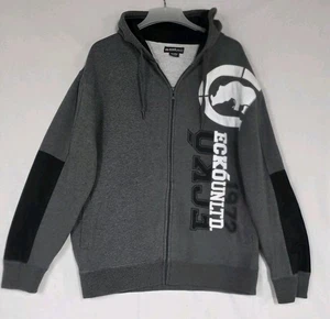 Vintage Ecko Unltd Gray Embroidered Fleece Jacket Men's Sz XL Full Zip Hoodie - Picture 1 of 5