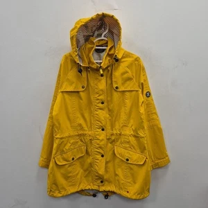 Barbour Trevose Waterproof Breathable Rain Hooded Yellow Jacket Coat Size Uk 16 - Picture 1 of 11