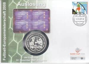 Fußball  Numisbrief  Schweiz  EM 2008  Auslosung  Silber - Bild 1 von 2
