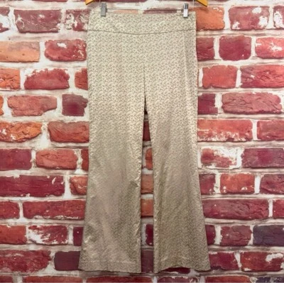 Pantalones Harolds Vintage Mujer Talla 4 Crema Jacquard Floral Hoja Bootcut Pantalones Foto 1 de 4