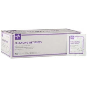Medline Cleansing Wet Wipes with Isopropyl Alcohol 100Ct - Picture 1 of 3