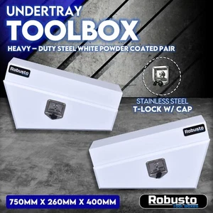 750mm White Pair of Under Tray Tool Box Steel Underbody Undertray Toolbox UTE - Picture 1 of 11