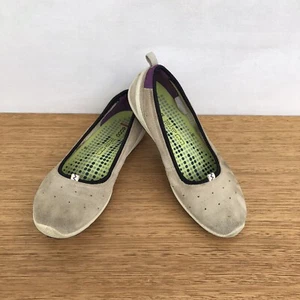 ☘️ Womens Ecco Biom Suede Leather Ballet Flats Slip On Shoes Beige Size 38 7 - Foto 1 di 10