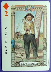 1 x playing card Horace Greeley USA Civil War 2 of Diamonds