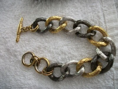 Kenneth J Lane Pulsera de Eslabones Gruesos Tri Color QVC  Foto 1 de 4