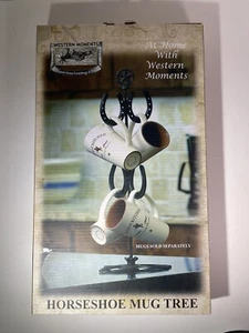 Western Moments Black Horseshoes Mug Rack with Box 20" Tall - Picture 1 of 24