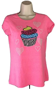 Hanes Girl’s Hot Pink Colorful Cupcake Tee Size XL - Picture 1 of 6