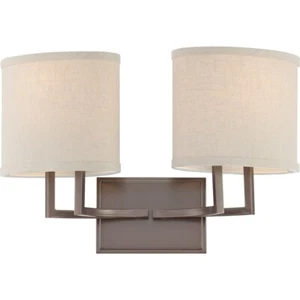Nuvo Gemini 2 Light Vanity Fixture w/ Khaki Fabric Shades - 60-4852 - Picture 1 of 1