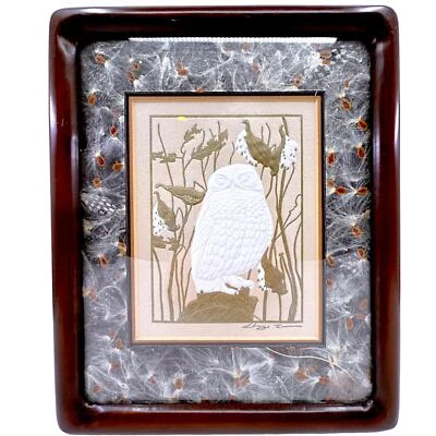 Island Designs Litografía Hecha a Mano en Relieve Búho - Enmarcado 9"x11" Foto 1 de 4