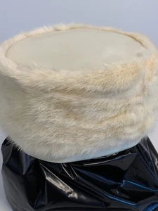 Vintage Joseph Magnin Ivory Genuine Fur Hat Small 8964 Pillbox Mink 60s 8964 - Picture 1 of 11