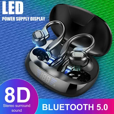 Headset TWS Wireless Earbuds Earphones Stereo Headphones Ear Hook for Bluetooth - Image 1 of 4