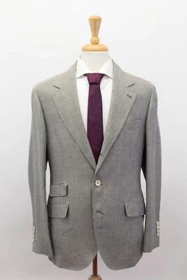 NUEVO CON ETIQUETAS $6595 Traje Brunello Cucinelli Hombres Estampado Glen-Check 2 Piezas con Logo Botones A248 Foto 1 de 4