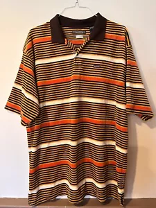 Vintage Enyce Polo Shirt Mens XL Brown Orange Short Sleeve Velour Polo Shirt - Picture 1 of 9