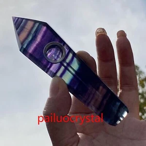 1pc Natural Rainbow Fluorite Smoking Pipe Quartz Crystals Point Obelisk 4.3" - Picture 1 of 11