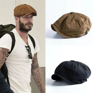Men Vintage Painter Beret Hats Summer Octagonal Newsboy Cap Cabbie Flat Hat - Picture 1 of 15