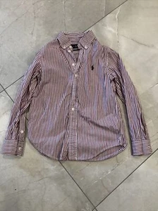 Ralph Lauren Red & White Striped Button Up Size 8. - Picture 1 of 5