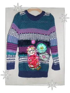 C - Beau Pull Fantaisie Bleu Hemingway 58J34G3 Desigual Taille 3 / 4 ans - Picture 1 of 10