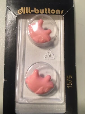 DILL BUTTONS | Brand NOS | Pink Piglet Pig #1575 11/16" 18mm | 2 Pack - Image 1 of 4