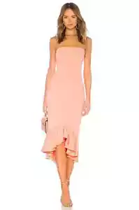 Abito Midi Lovers + Friends Tyler in Pompelmo Rosa Salmone Donna Taglia S - Foto 1 di 4
