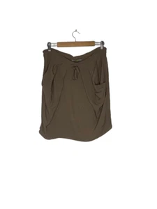 Scanlan Theodore Sz M/L Taupe Pleated Pockets Drawstring Waist Straight Skirt - Picture 1 of 4